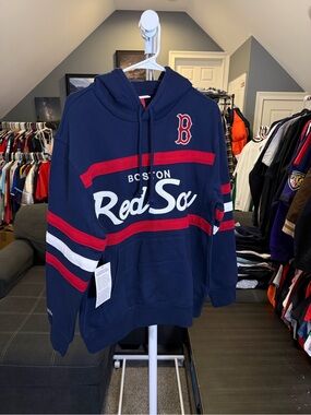 Boston Red Sox Mitchell & Ness Retro Stripe Pullover Hoodie – Men’s M